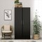 65" Freestanding Black Wardrobe Closet Organizer with Hanging Rail and Shelf for Bedroom